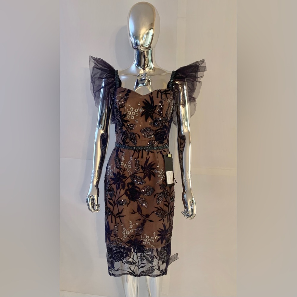 Bronx and Banco Tunisia Floral Embroidered Sequin Dress. - Picture 5 of 10